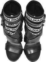 Thumbnail for your product : Balmain Jaclyn Black and White Signature Open Toe Boots