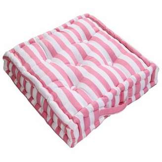 Camilla And Marc Homescapes Cotton Pink Thick Stripe Floor Cushion, 40 X 40 Cm