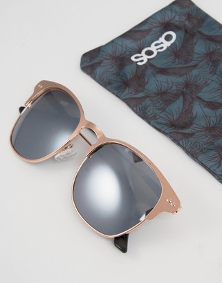 ASOS Retro Sunglasses In Rose Gold