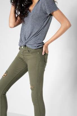7 For All Mankind Ankle Skinny With Knee Holes In Olive
