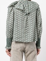 Thumbnail for your product : Sea Floral-Print Ruffle-Neck Blouse