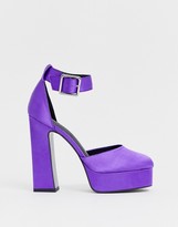 Thumbnail for your product : ASOS DESIGN Presta platform high heels in purple satin