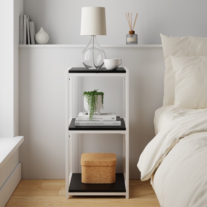 Dunelm Modular White & Black 3 Shelf Small Shelving Unit Black and ...