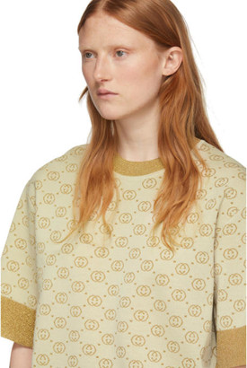 Gucci Beige and Gold Wool Lurex GG Sweater