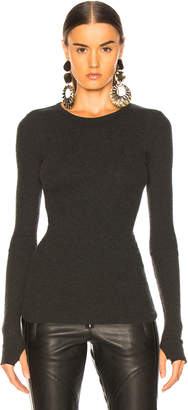 Enza Costa Cashmere Thermal Cuffed Long Sleeve Crew in Charcoal | FWRD