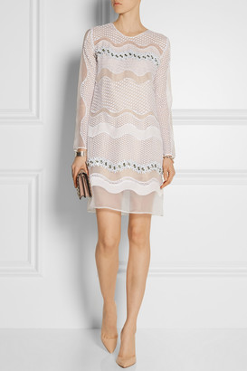 Issa Rosemary embellished lace and organza dress