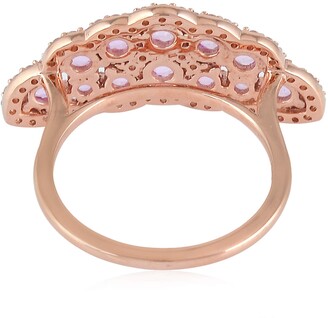 Artisan 18K Rose Gold Designer Ring Pink Sapphire Diamond Jewelry