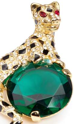 Kenneth Jay Lane Glass crystal leopard brooch