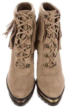 Brian Atwood Fringe-Trimmed Suede Boots