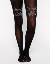 Thumbnail for your product : ASOS Tights With Cat Print