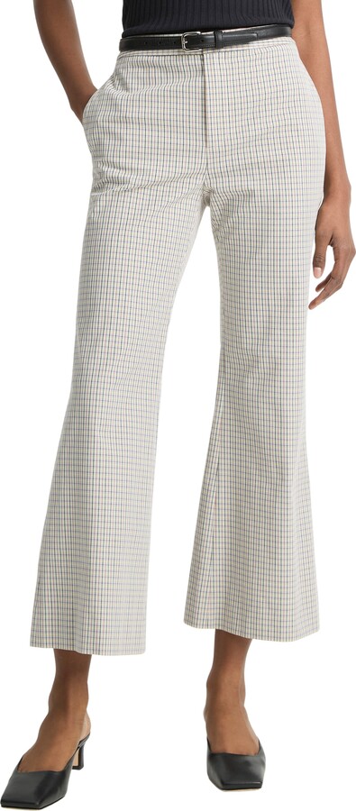 Gardeners Check Stretch Cotton Kick Flare Pants