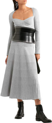 Alexander McQueen Ribbed Metallic Wool-blend Midi Dress