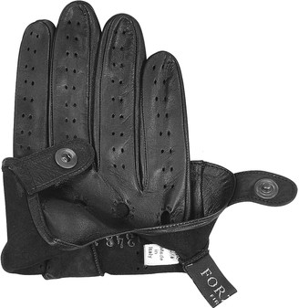 Forzieri Men's Black Italian Leather Driving Gloves