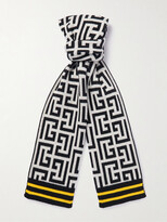Thumbnail for your product : Balmain Ribbed Monogrammed Merino Wool and Cashmere-Blend Scarf