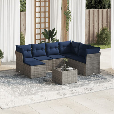 Latitude Run 8 Piece Patio Sofa Set With Cushions Poly Rattan