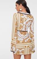 Thumbnail for your product : PrettyLittleThing Pale Blue Chain Print Kimono Sleeve Wrap Blazer Dress