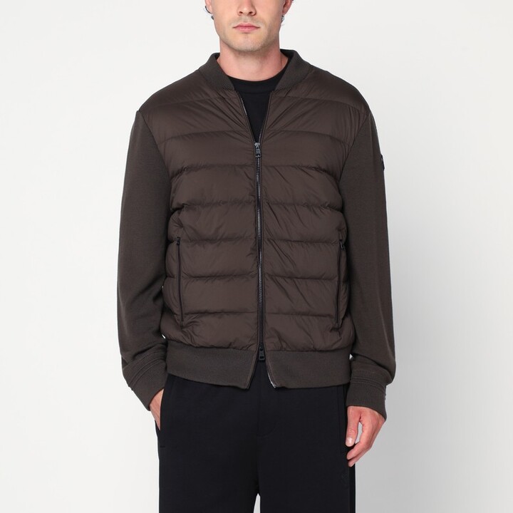Moncler Cardigan with padded nylon knit sleeves