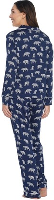 Splendid Woven Rayon Notch Collar Piped Pajama Set