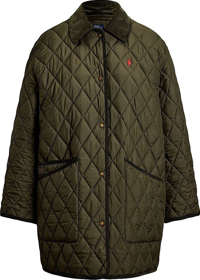 Women's Oversized Quilted Barn Jacket - Ranger Green - Size Large