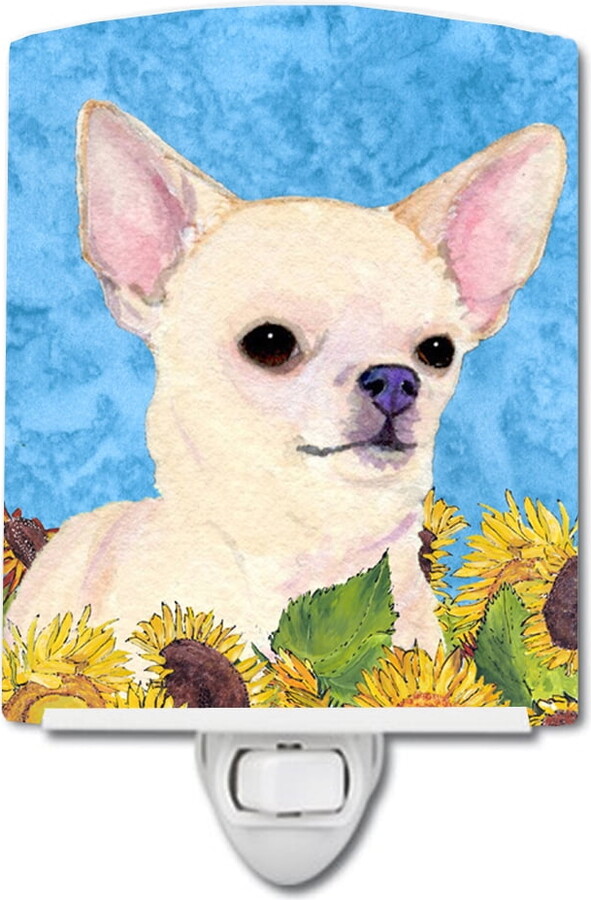 Caroline's Treasures SS4241CNL Chihuahua in Summer Flowers Ceramic Night Light, 6x4x3", multicolor