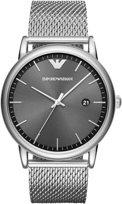 Emporio Armani AR11069 Men's Date Bracelet Strap Watch, Silver/Grey