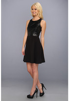 Thumbnail for your product : Laundry by Shelli Segal Faux Leather and Ponte Racer Back Flared Dress