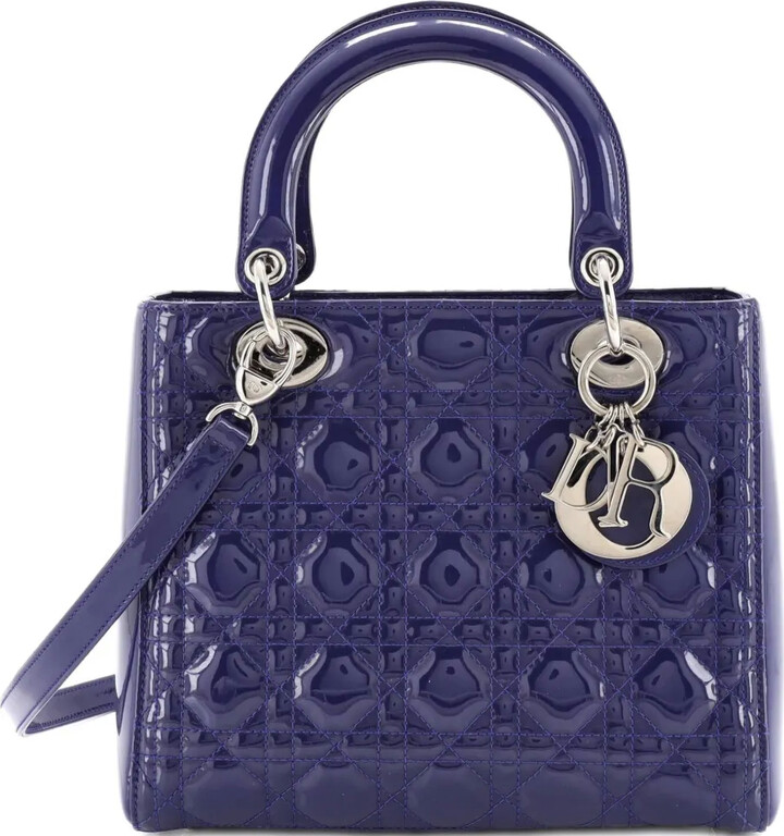 Christian Dior Pre-Owned Lady Dior Bag Cannage Quilt Patent Medium satchel