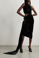 Thumbnail for your product : Rick Owens Ophelia One-shoulder Cutout Draped Velvet Mini Dress - Black