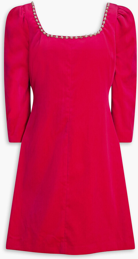 Belinda crystal-embellished cotton-blend velvet mini dress