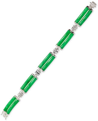 Macy's Dyed Jade (5 x 27mm) Two-Row Bracelet in Sterling Silver