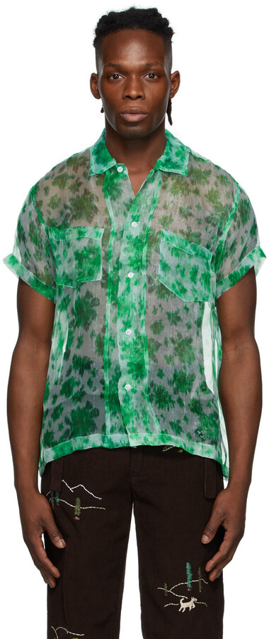 Bode Green Silk Taffeta Shirt - ShopStyle