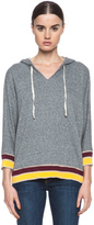 Thumbnail for your product : Current/Elliott Striped Cropped Sleeve Cotton-Blend Sweatshirt in Heather