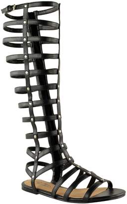 Fashion Thirsty Womens Cut Out Gladiator Sandals Flat Knee Boots Strappy Size 5