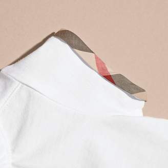 Burberry Pleat and Check Detail Cotton T-shirt