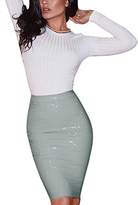 Thumbnail for your product : Ekaliy Women Sexy Winter Bodycon Faux Leather Short Skirts Knee Length