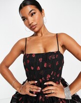 Thumbnail for your product : Lace & Beads exclusive glitter heart bodysuit mini dress in black