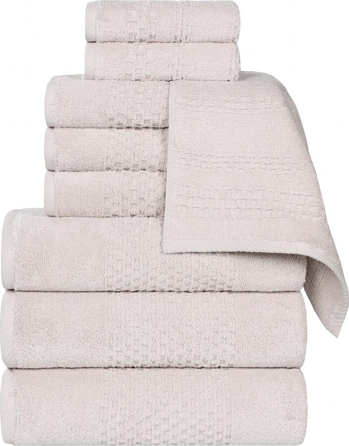 Superior Playa Zero Twist Cotton Medium Weight Solid Waffle Textured 9Pc Towel Set