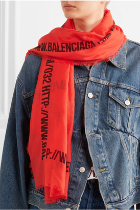 Balenciaga Printed Modal And Silk-blend Scarf - Red