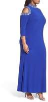Thumbnail for your product : Marina Embellished Neck Cold Shoulder Gown