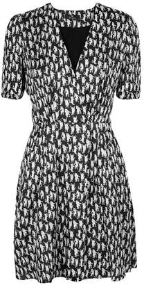 Paul Smith Black Cat-print Satin Crepe Dress