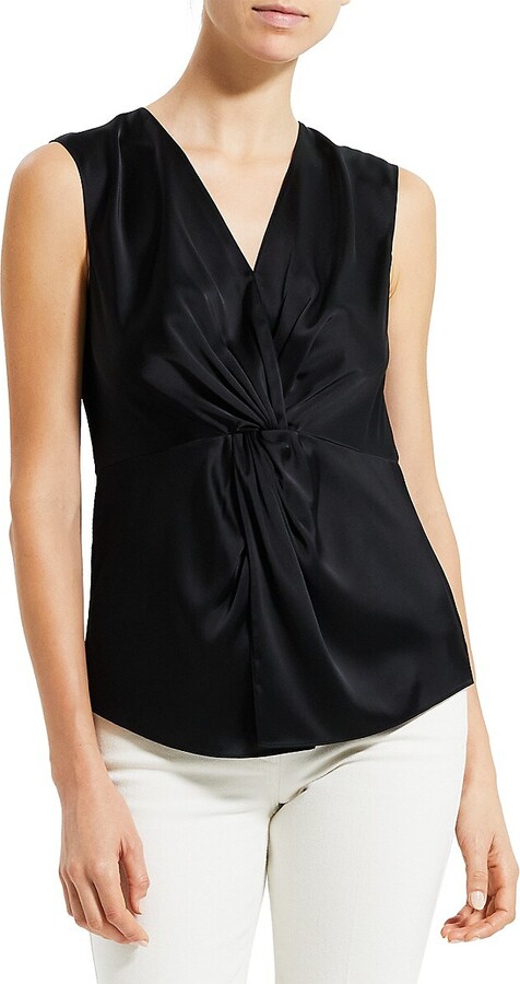 Theory Twist Satin Blouse - ShopStyle Tops
