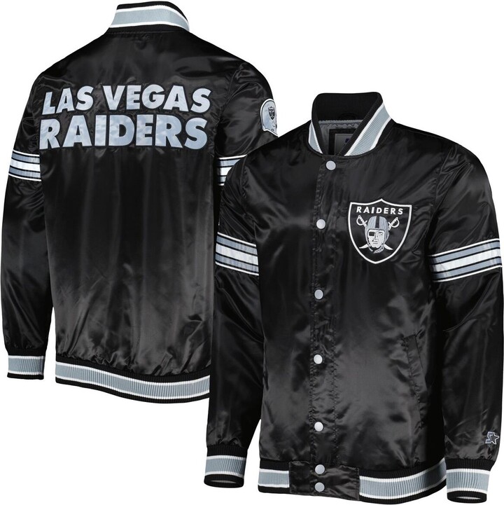 Men's Starter Black Las Vegas Raiders Locker Room Satin Varsity Full-Snap  Jacket - ShopStyle