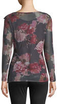 Thumbnail for your product : Love Scarlett Ruffle-Trimmed Floral Mesh Top