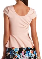 Thumbnail for your product : Charlotte Russe Cap Sleeve Bow-Front Peplum Top