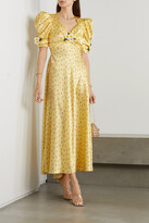Thumbnail for your product : Rodarte Embellished Floral-print Silk-satin Midi Dress - Yellow - US2
