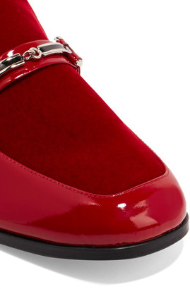 NewbarK - Melanie Velvet-paneled Patent-leather Loafers - Red