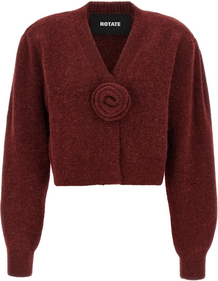 Rotate by Birger Christensen Puff-Sleeved Knit Cardigan