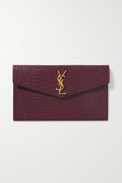 Thumbnail for your product : Saint Laurent Uptown Croc-effect Patent-leather Pouch - Red