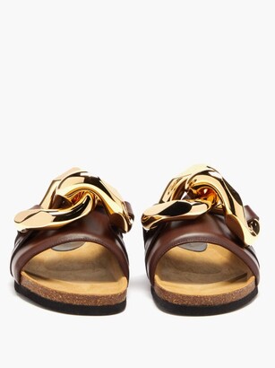 J.W.Anderson Chain Leather Slides - Brown