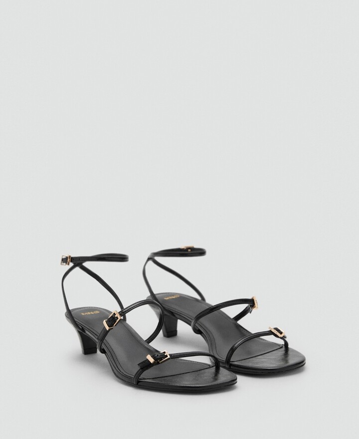 MANGO Women's Kitten-Heel Buckle Sandals
